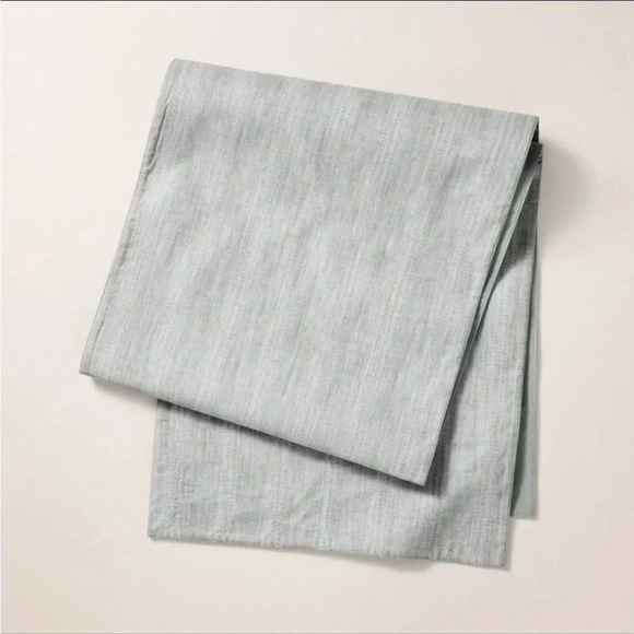 20"x90" Chambray Stripe Woven Table Runner Green - Hearth & Hand with Magnolia - Picture 1 of 4
